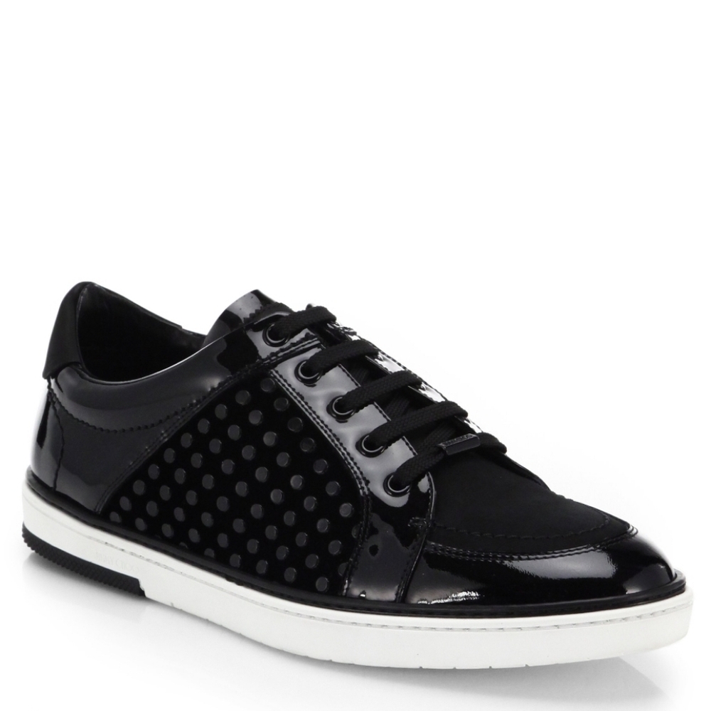 Jimmy Choo | Sydney Black Patent Leather Velvet Sneakers W/ Box